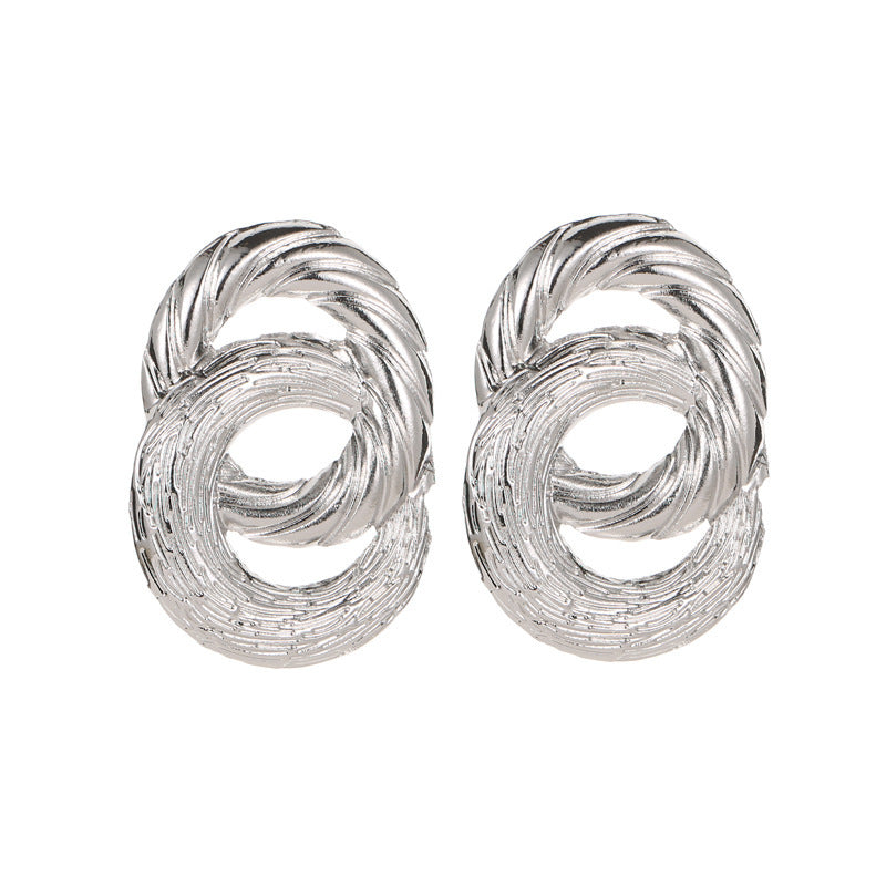 Figure 8 Twisted Brushed Earrings Punk Style Heavy Metal Earrings