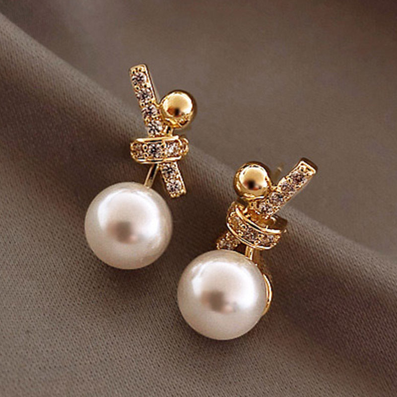 Korean Version Of Imitation Pearl Personality Wild Geometric Type Women's Earrings