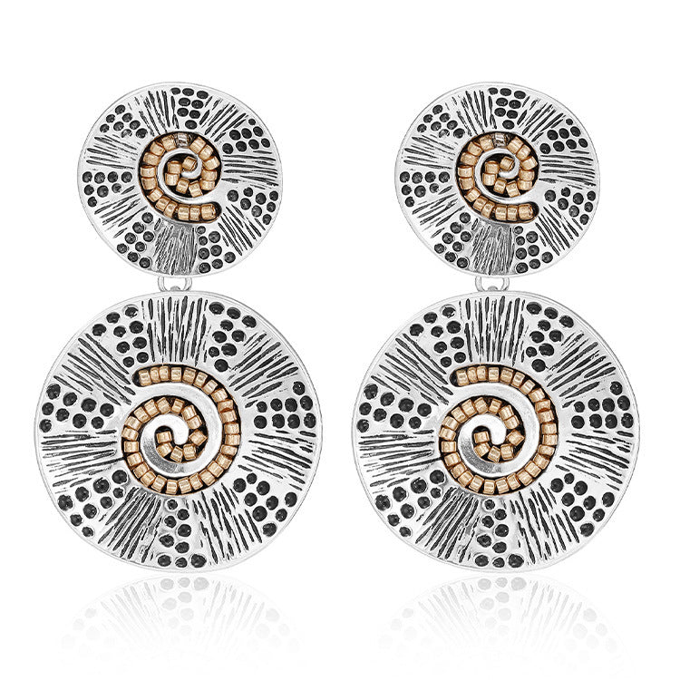 Heavy Industry Earrings Circle Thread Stud Earrings