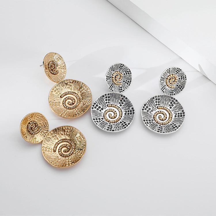 Heavy Industry Earrings Circle Thread Stud Earrings